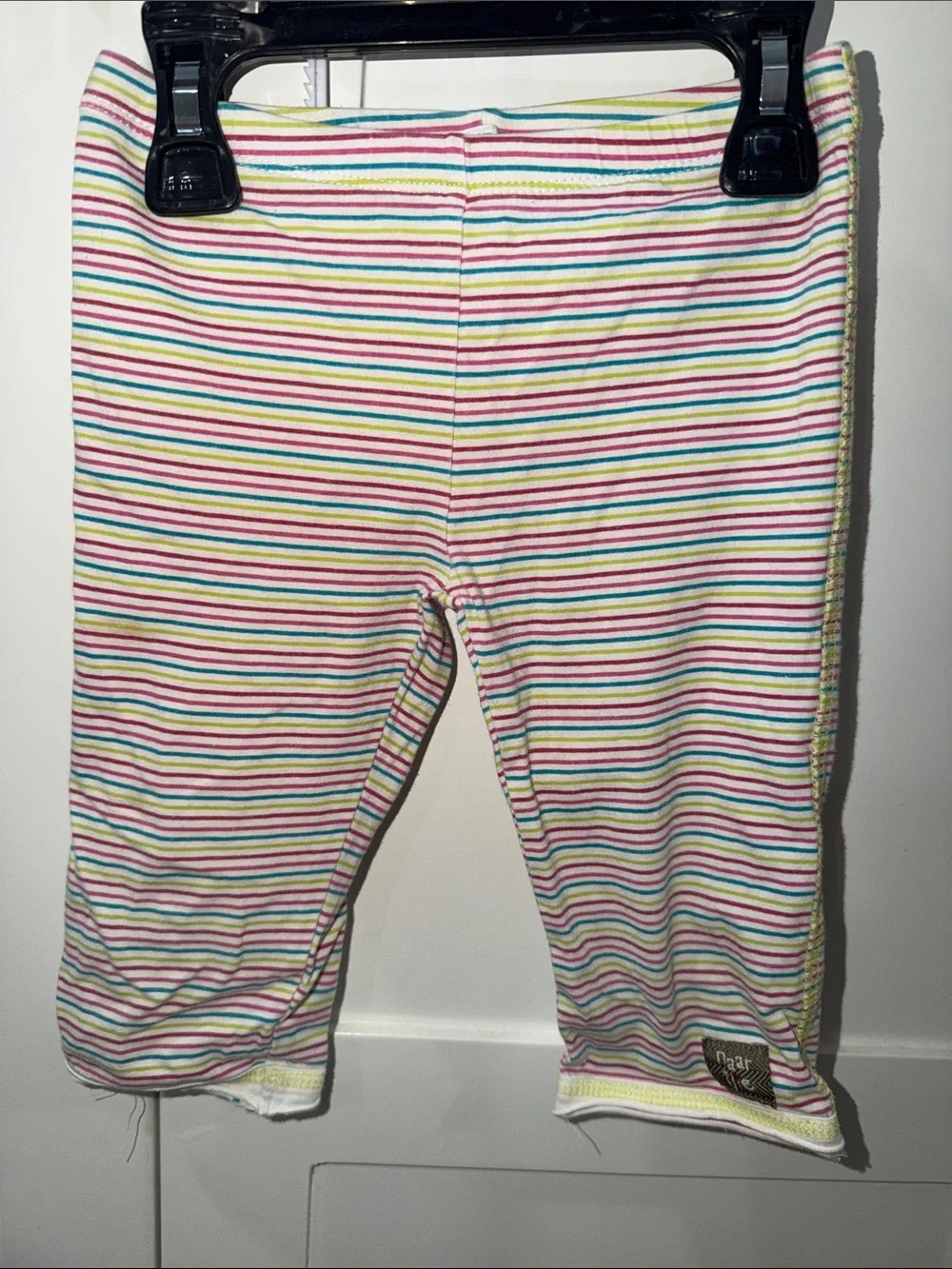 naartjie White Capri Leggings with Rainbow Stripes